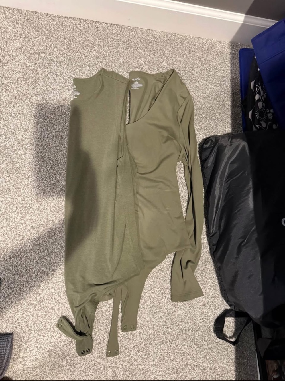 nuuds Olive Long-Sleeve Snap-Back Bodysuit